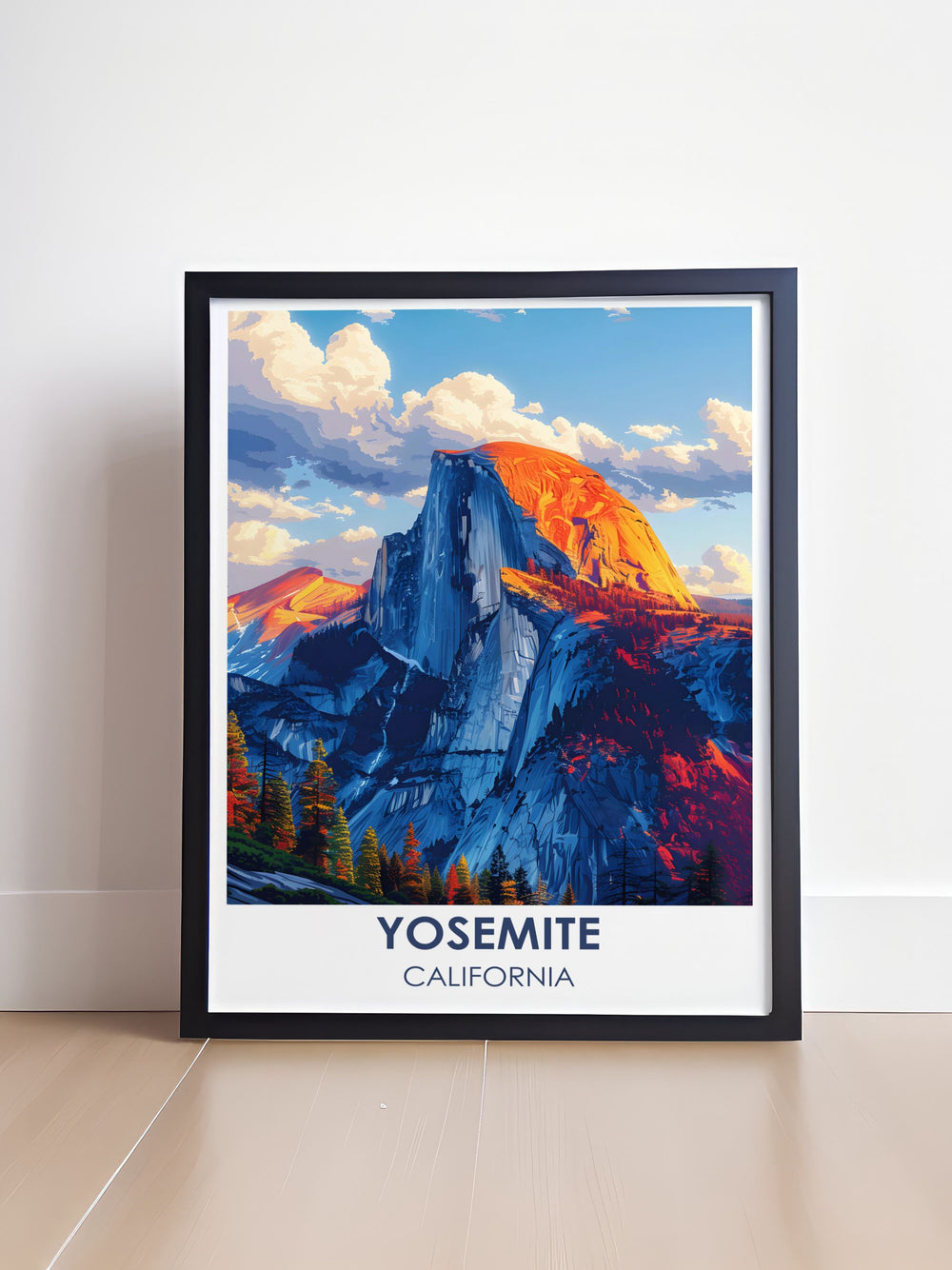 This detailed travel poster of Yosemites El Capitan captures the rugged beauty of the granite monolith, with intricate shading and vibrant colors that bring the landscape to life, perfect for any nature themed gallery wall.
