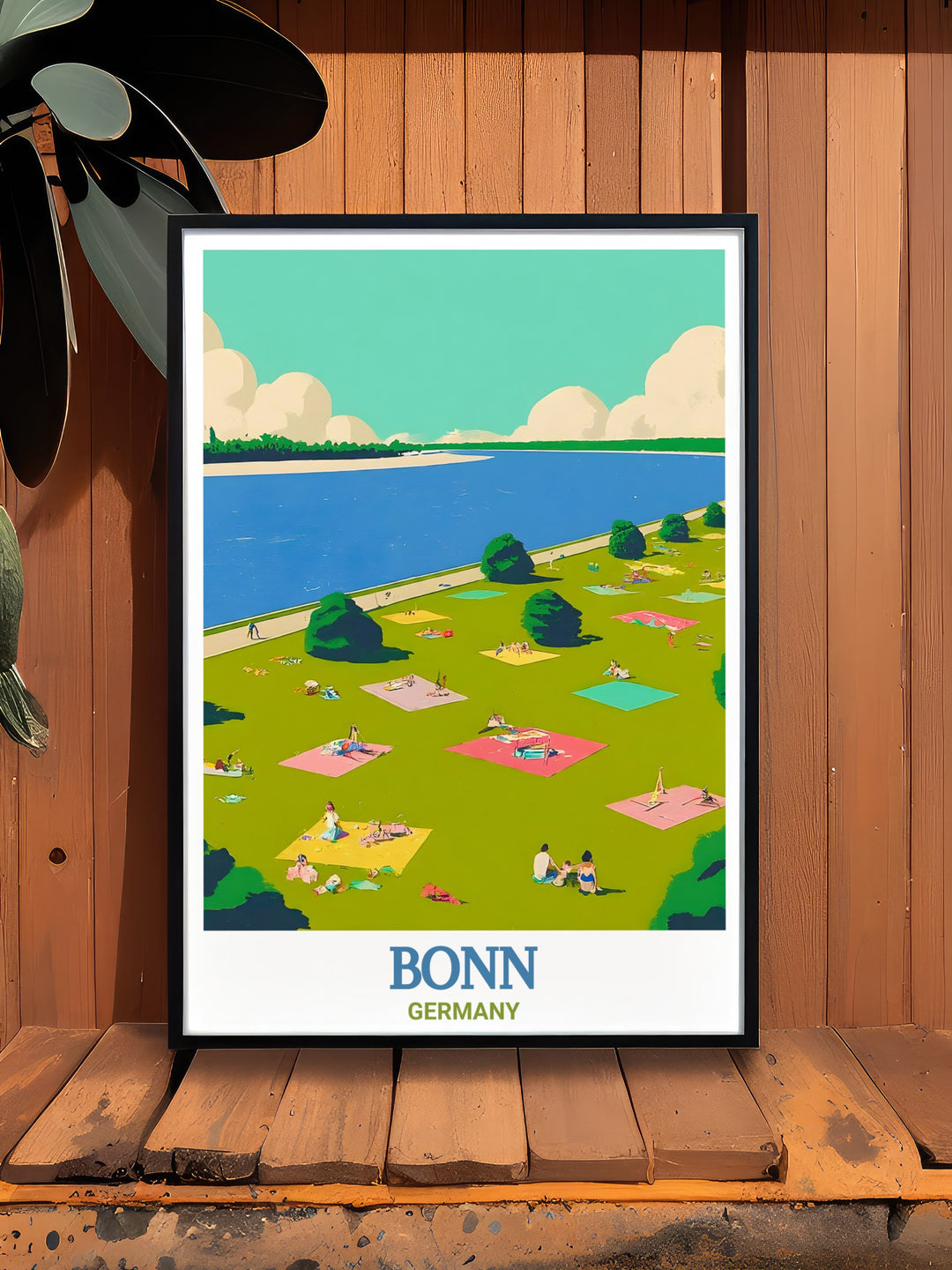 Rheinaue Park wall poster celebrates the scenic beauty of this beloved park in Bonn, capturing its tranquil pathways and peaceful lakes. This Germany travel print is perfect for adding a natural touch to your home decor or as a gift for a traveler.