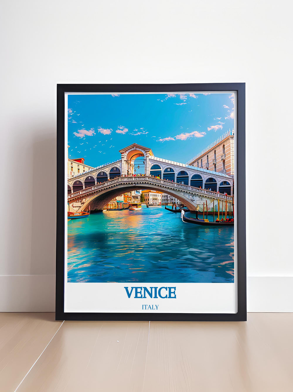 California Wall Art combining a Venice Beach Print with a detailed Rialto Bridge illustration ideal for transforming any living space into a stylish tribute to the Golden State and its renowned landmarks.