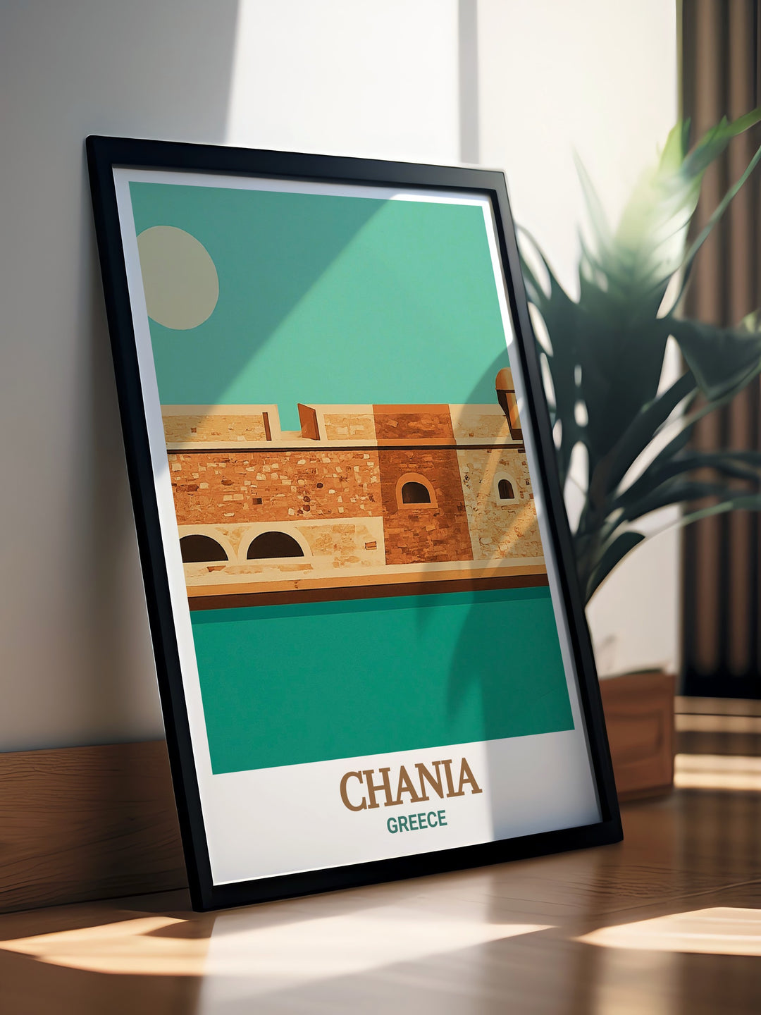 Capture the historic charm of Chania with this detailed art print, featuring the iconic Firkas Fortress and the stunning coastal views of Crete. Perfect for adding a touch of Greeces rich cultural heritage to your home decor.