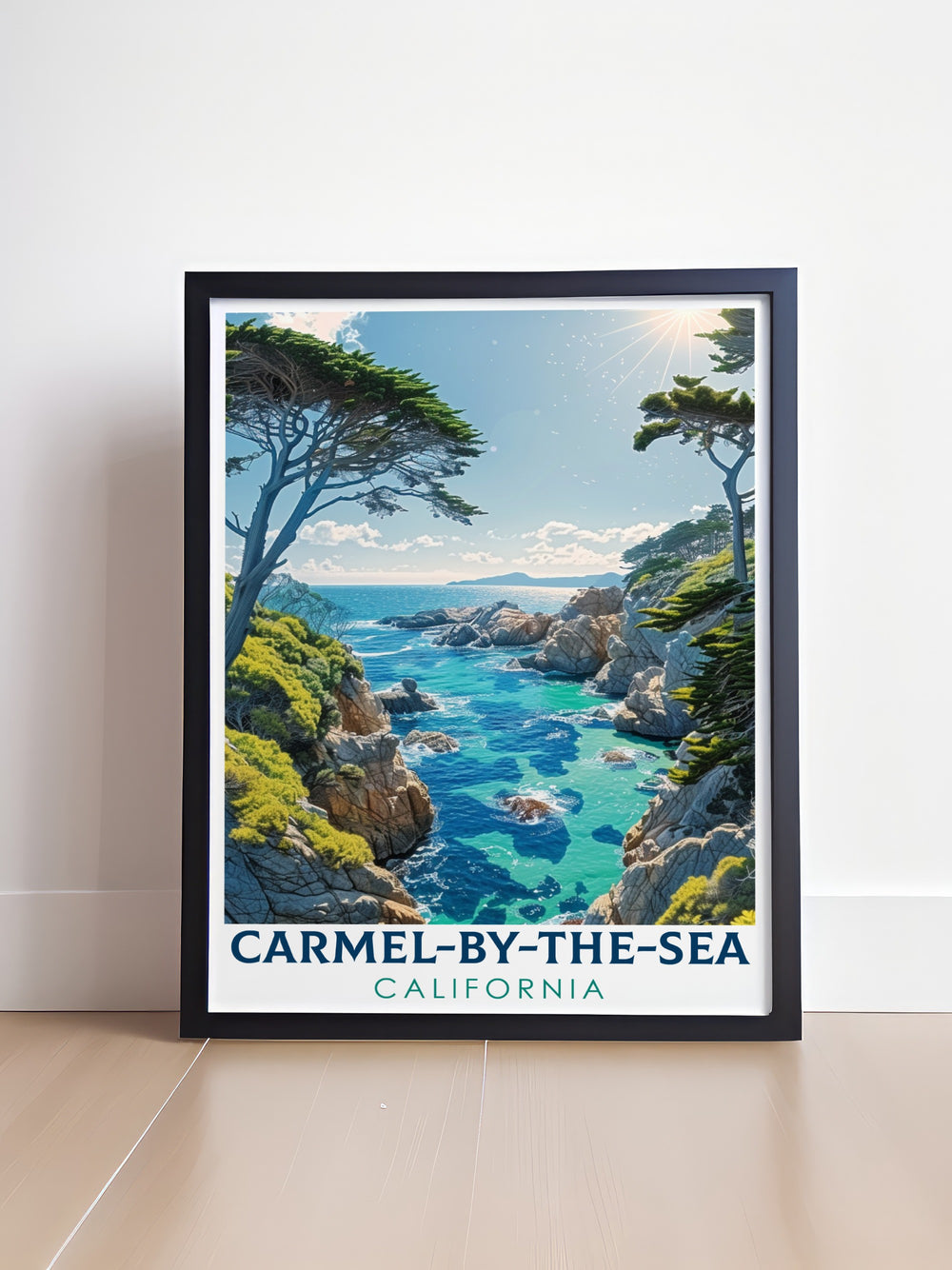 Stunning California poster featuring Point Lobos State Natural Reserve ideal for creating a captivating focal point in your living room with modern prints that bring the tranquility and beauty of Carmel by the Sea into your home