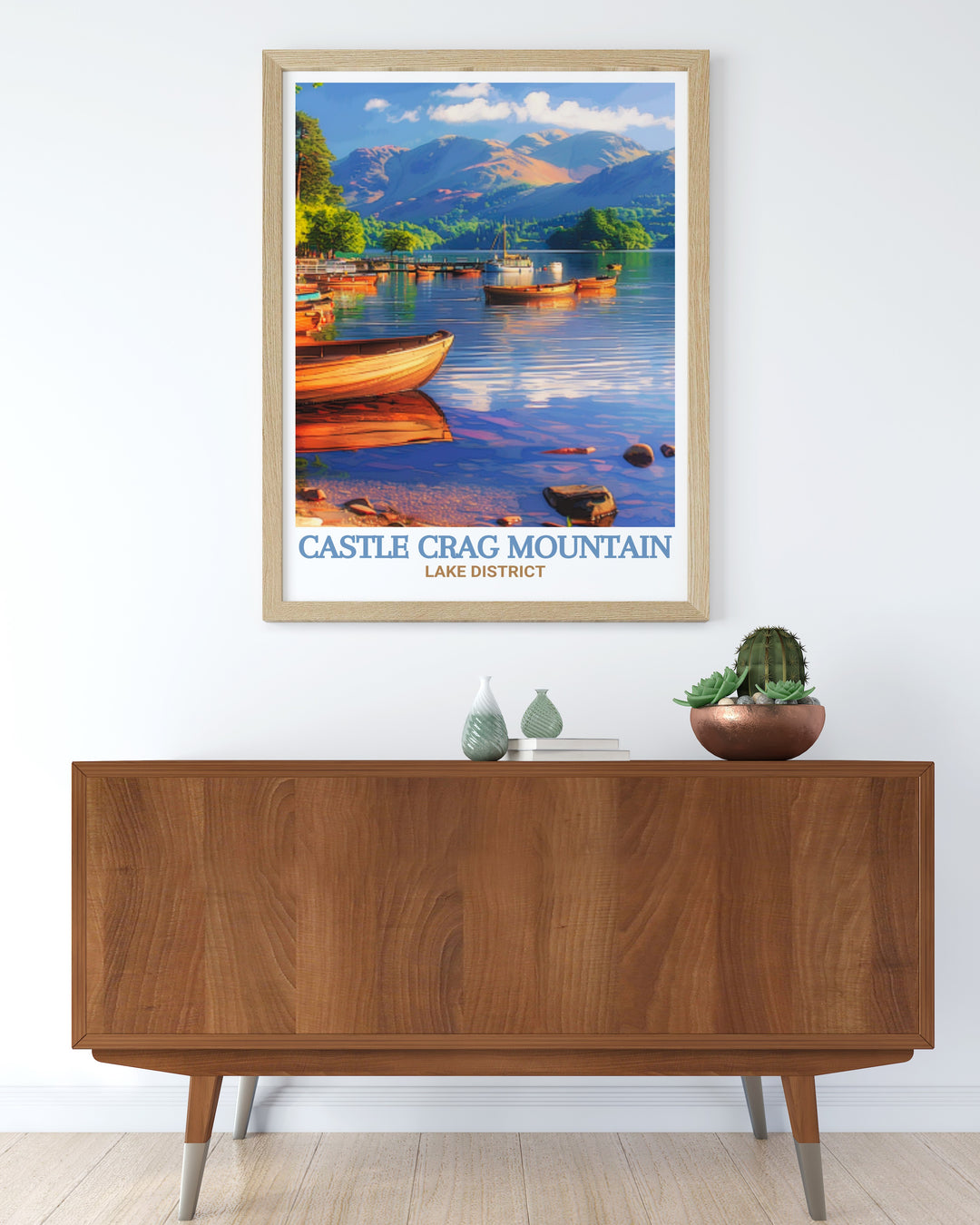 Derwentwater canvas print featuring the stunning reflections and surrounding fells, a perfect addition to any collection of Lake District travel art.