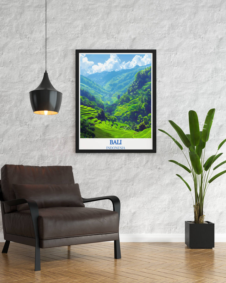 Artistic representation of Tegalalang Rice Terraces, designed to bring the serene and vibrant fields of Bali into your living space.