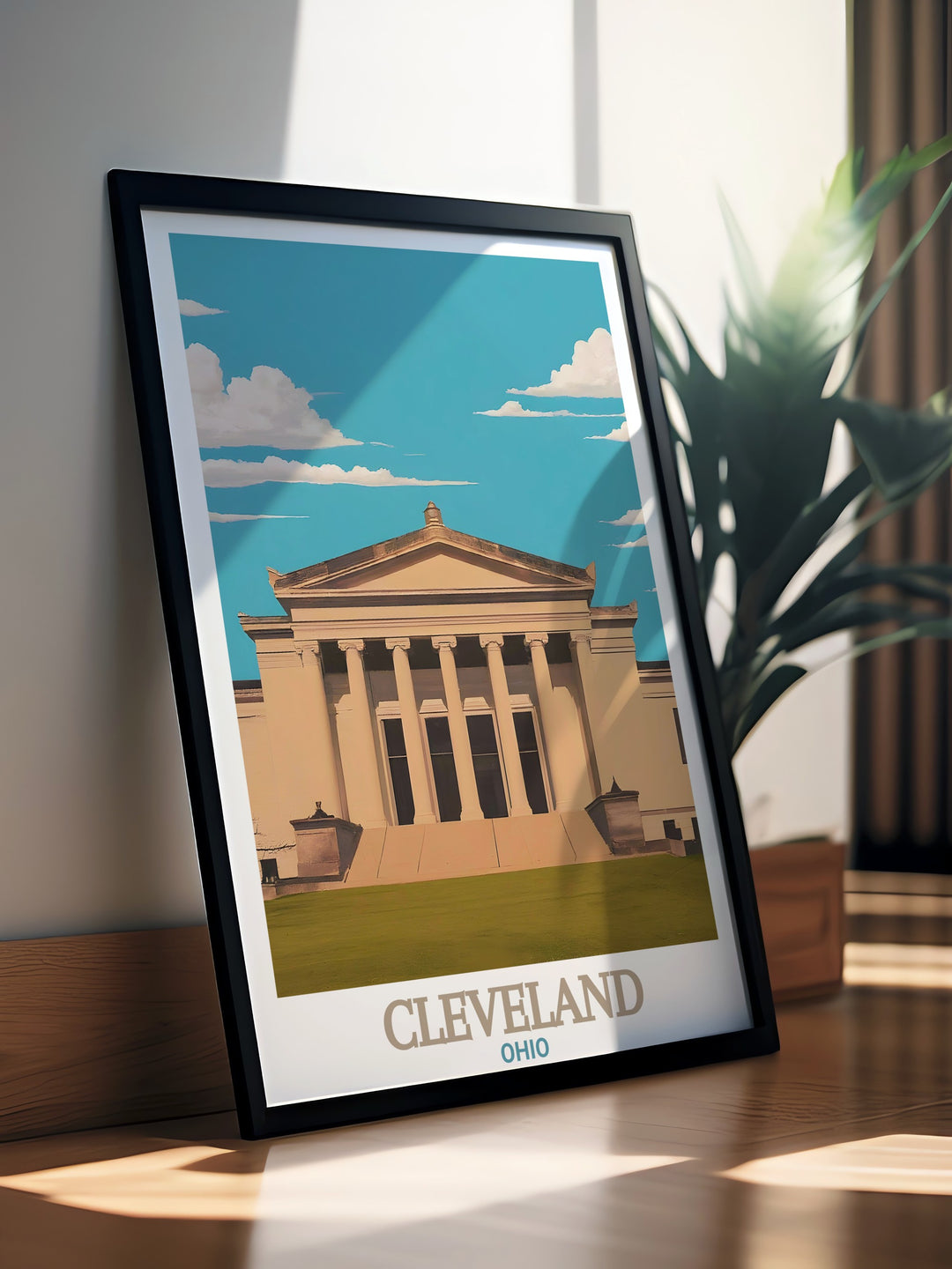 Cleveland Wall Art features the Cleveland Museum of Art in all its glory, offering a sophisticated yet modern look. This framed art piece is perfect for anyone who loves the citys cultural richness and wants to bring that elegance into their home.