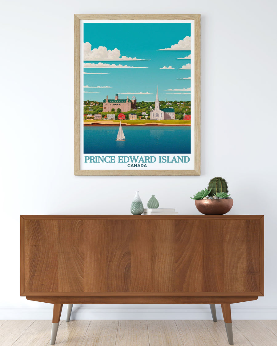 Prince Edward photo prints of Charlottetown capturing the towns unique charm and natural beauty offering perfect wall decor for any room ideal for those who love modern art and serene landscapes making them thoughtful gifts for any occasion.
