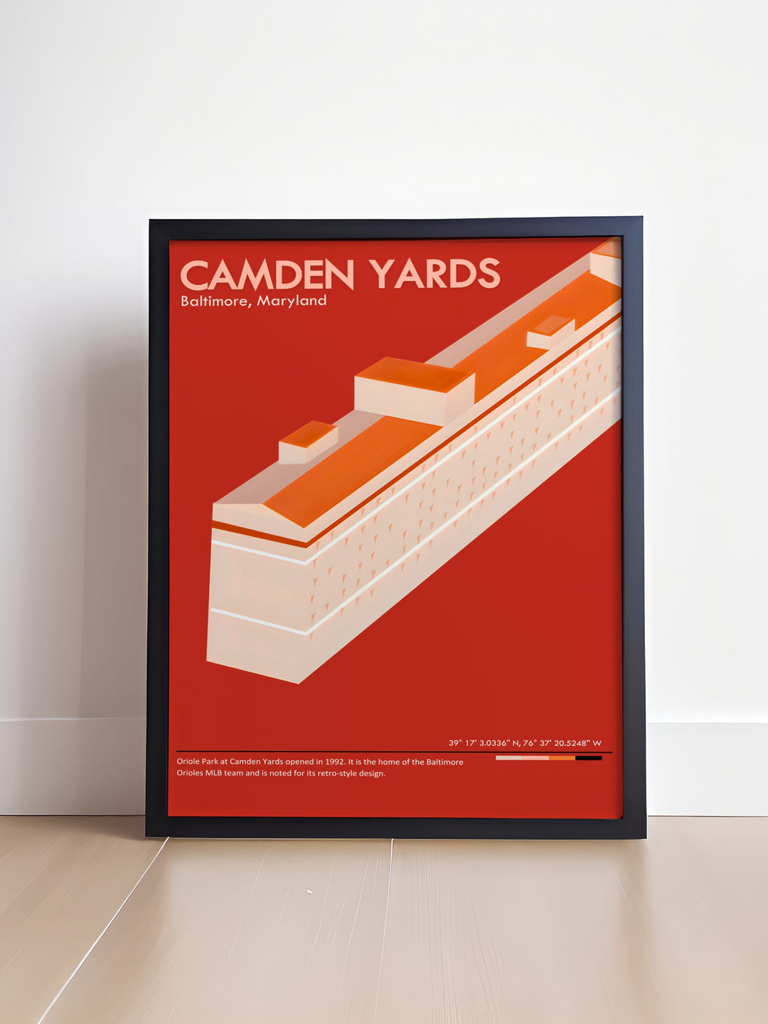 Celebrate Orioles legends with a stunning vintage MLB print showcasing Cedric Mullins and Ryan Mountcastle against the iconic backdrop of Camden Yards a perfect gift for baseball enthusiasts and a unique addition to any space