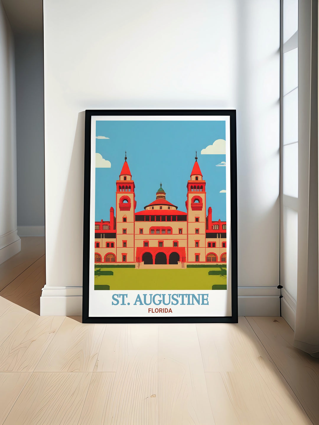 This St. Augustine poster highlights Flagler Colleges grandeur, making it a perfect addition to your Florida wall art collection. Whether for home décor or as a thoughtful gift, this travel print captures the beauty of one of St. Augustines most famous landmarks.