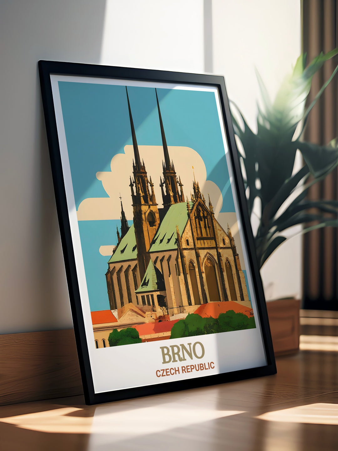 Brno czech art print of the Cathedral of St. Peter and Paul perfect for a Brno home gift and modern art decor