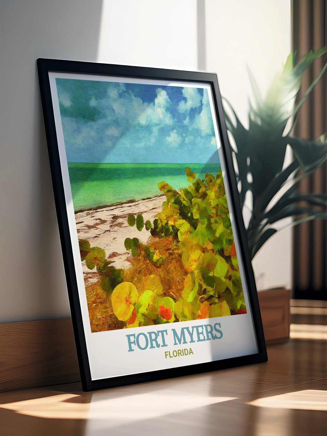 Travel art print of Lovers Key State Park featuring detailed illustrations of the pristine beaches and serene waters. This Florida gem brings the charm of Lovers Key into your home, making it a perfect addition for those who appreciate natural landscapes.