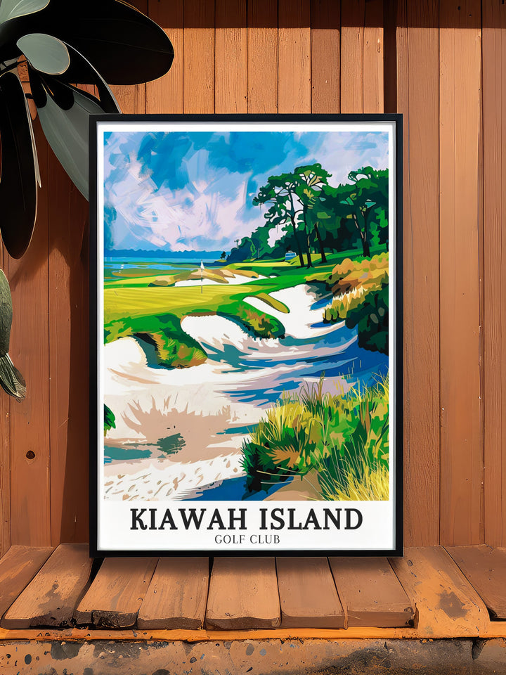 Framed art of Kiawah Island Golf Club focusing on the Osprey Point course with its picturesque landscapes and challenging holes a must have for any golf lovers collection