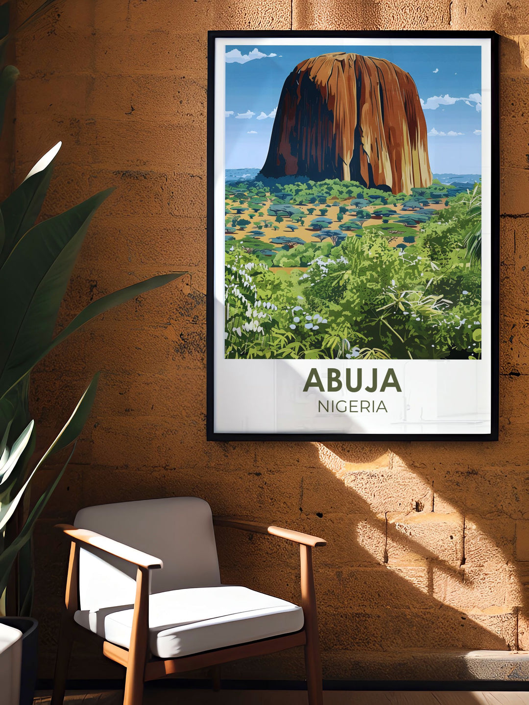 Nigeria Painting featuring the serene beauty of Zuma Rock perfect for those who appreciate fine art and Nigerian culture ideal for travel enthusiasts and anyone looking for a unique piece of wall art to enhance their living space