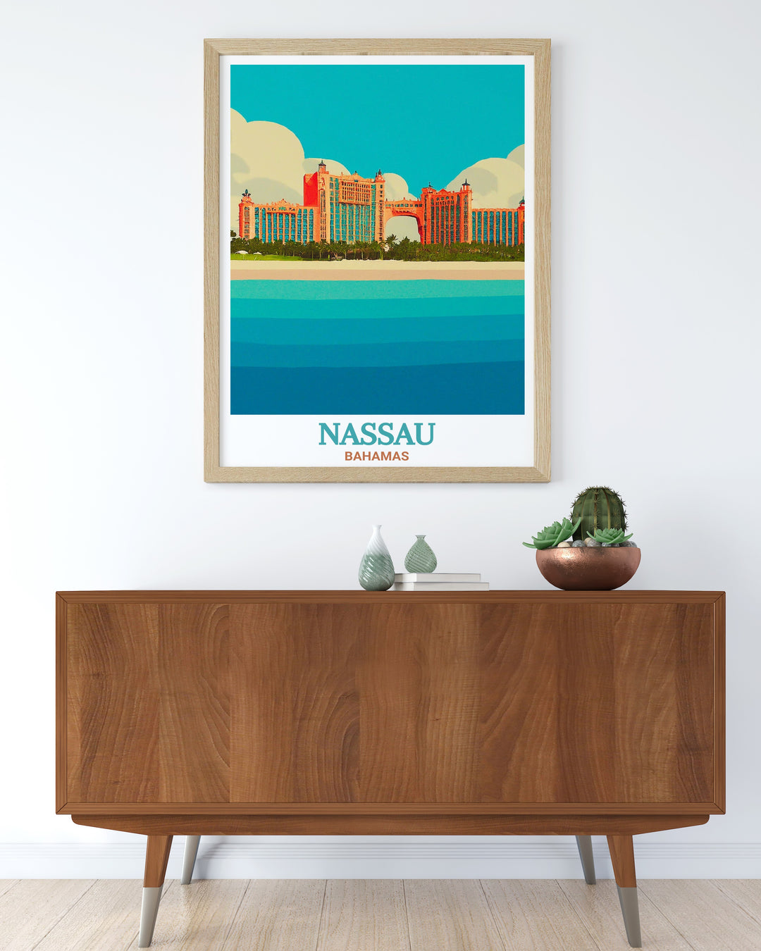 Caribbean Canvas Art depicting Nassau and the Atlantis Resort, highlighting the luxury and tropical serenity of this beautiful Bahamian destination. This art piece brings the magic of the Caribbean islands into your home with vibrant colors and stunning landscapes.