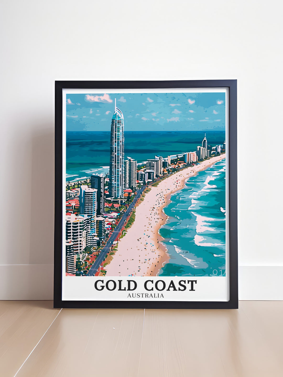 The Gold Coast canvas art portrays the lively and beautiful coastal life that has made Queensland famous. From its pristine beaches to its modern skyline, this artwork captures the heart of Australias beach culture. A perfect piece for anyone who loves travel and coastal living.