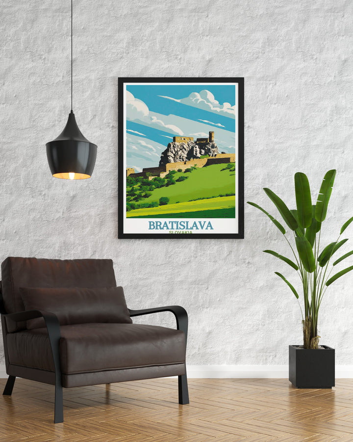High quality Devin Castle photo capturing the majestic scenery and rich history of one of Slovakias most iconic landmarks perfect for adding a touch of European elegance to any room