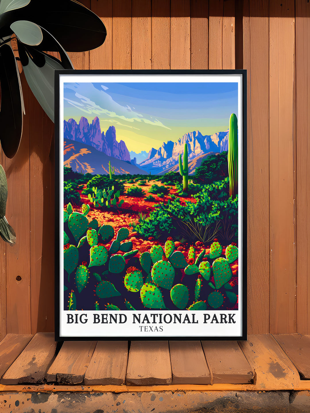 Chihuahuan Desert and Chisos Mountains are beautifully captured in this Big Bend National Park Art Print offering a striking depiction of Texas natural landscapes that adds a touch of elegance and adventure to any room in your home