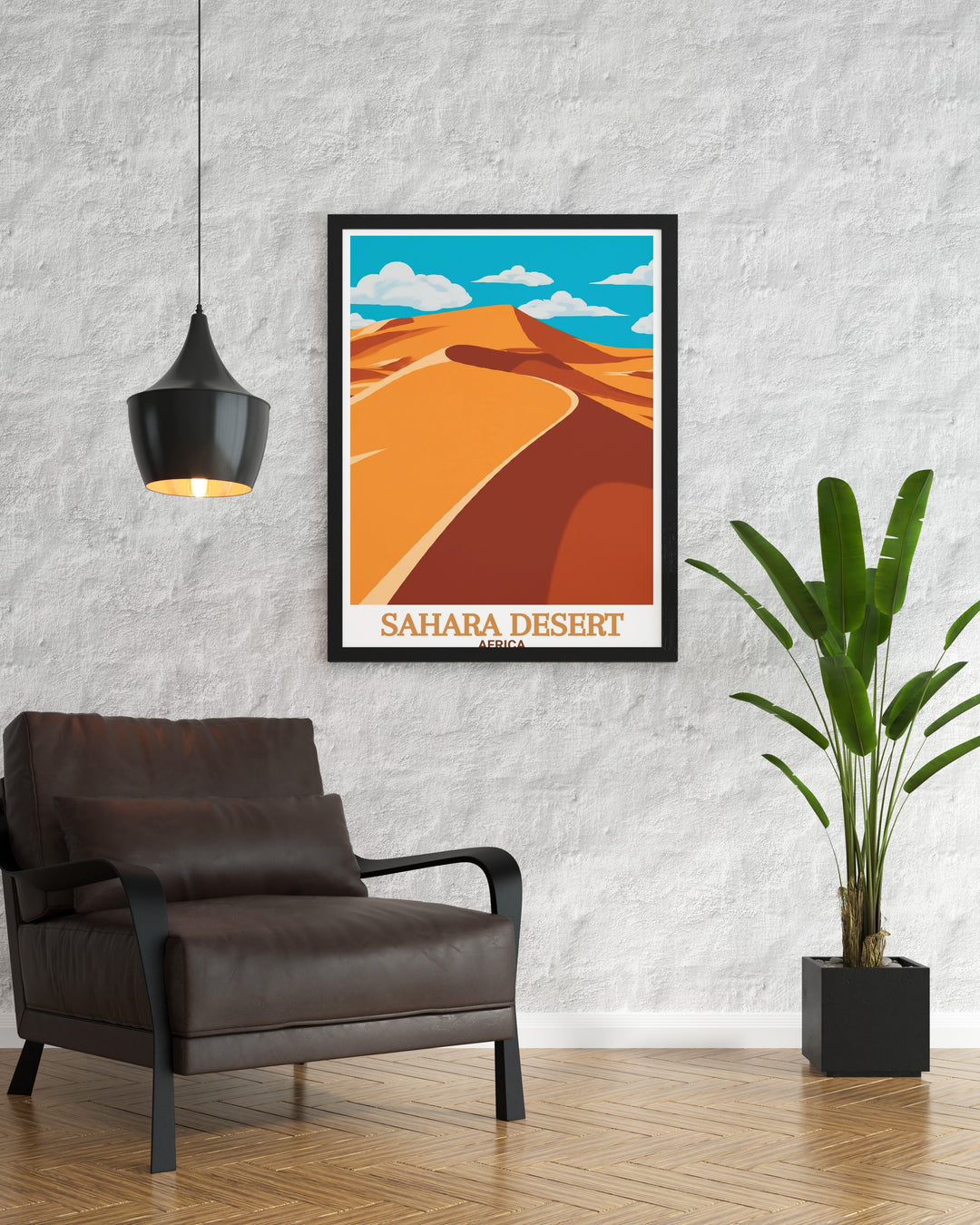 Captivating Erg Chebbi Dune Modern Art featuring the graceful dunes of the Sahara Desert ideal for Africa Wall Decor and Sahara Desert Poster creating a serene and stylish ambiance in any room