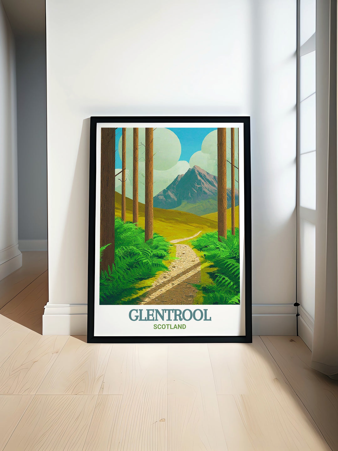 Experience the thrill of mountain biking with this Glentrool Trailhead print featuring the iconic 7stanes bike park and the serene beauty of Loch Trool a perfect wall art for cyclists and outdoor lovers looking to enhance their home decor.