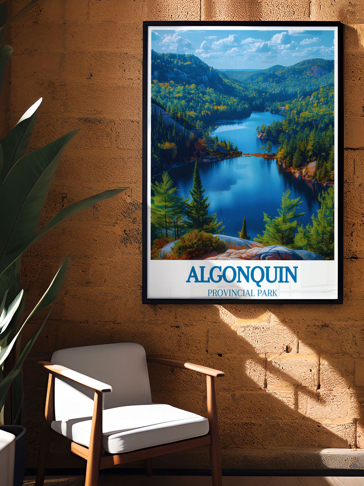 Detailed illustration of Algonquin Logging Museum in a vintage style, highlighting the historical significance and natural setting of this iconic Canadian museum.