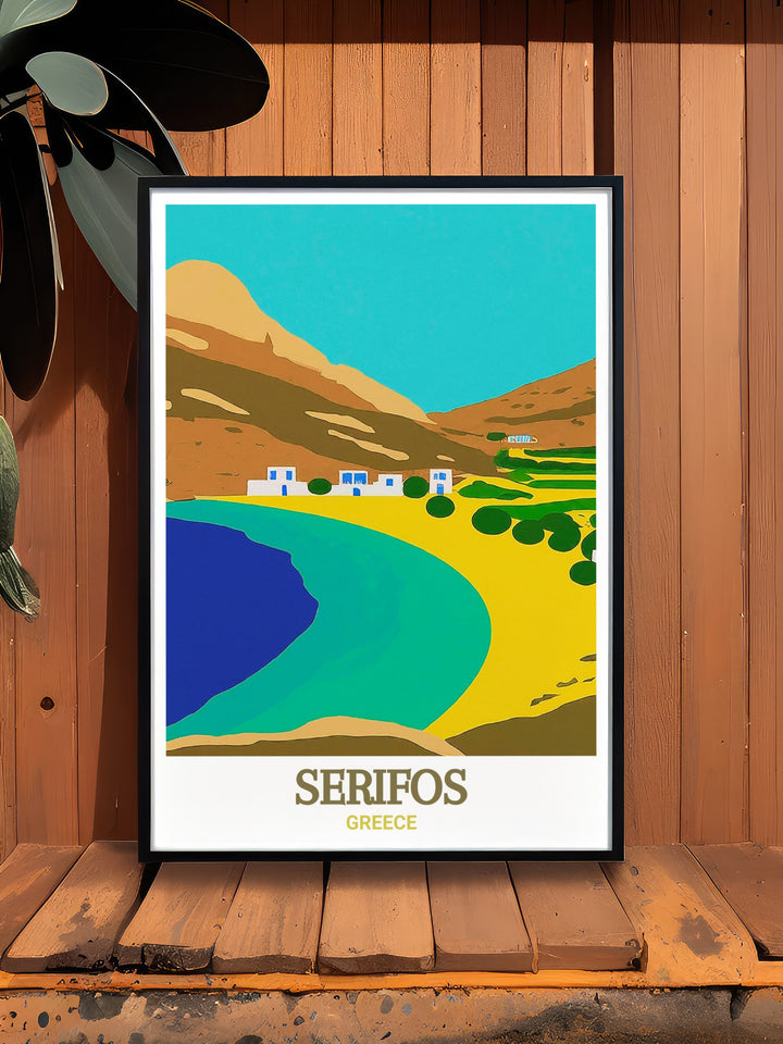 Capture the serene beauty of Psili Ammos Beach, Serifos, with this detailed artwork. The calm waters and picturesque landscape of this hidden gem are perfect for enhancing any room with the charm of the Greek islands.