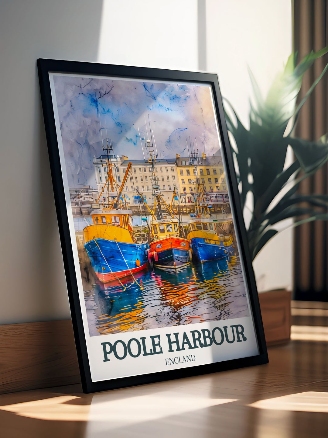 Poole Harbour decor print featuring the picturesque Borough of Poole Holes Bay a sophisticated and modern piece of England wall art that enhances any living space perfect for gifts for her or him