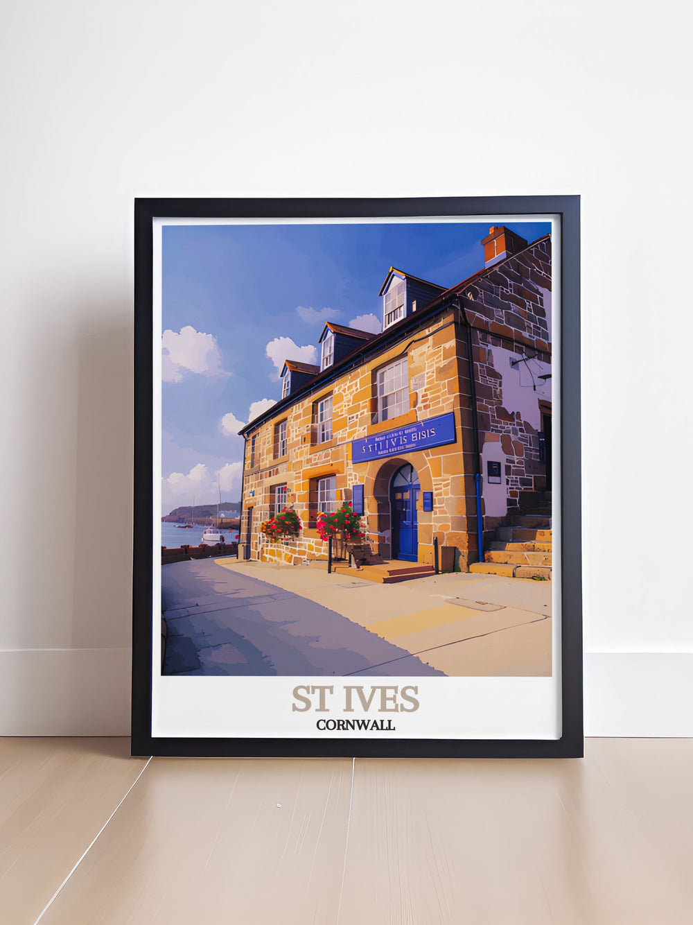 This travel poster beautifully captures St Ives Museum, showcasing its historical significance and inviting viewers to explore the rich heritage of this Cornish town.