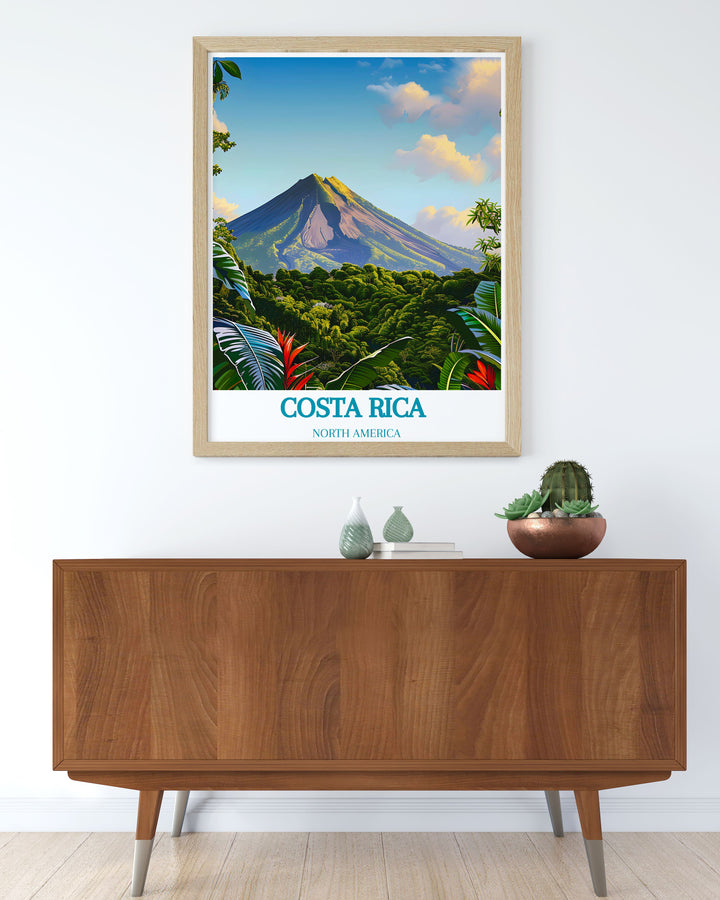 High quality print of Arenal Volcano and Saint Teresa in Costa Rica, capturing the stunning landscapes and rich culture of this unique area. Ideal for art lovers who appreciate both nature and adventure.