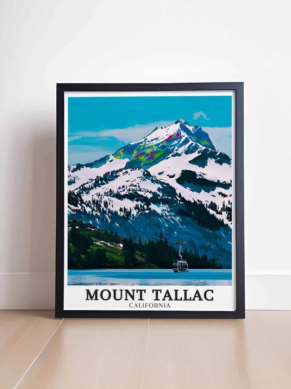 Capture the breathtaking scenery of Lake Tahoe with this Mount Tallac travel poster, showcasing the alpine beauty and adventure that Californias Sierra Nevada is known for.