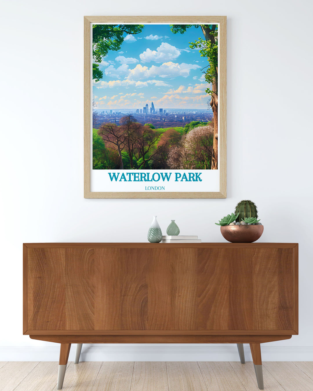 Waterlow Park Framed Prints offer a sophisticated way to showcase your love for Londons green spaces this artwork blends the natural beauty of Waterlow Park with the vintage appeal of a London Travel Poster making it perfect for both modern and traditional decors