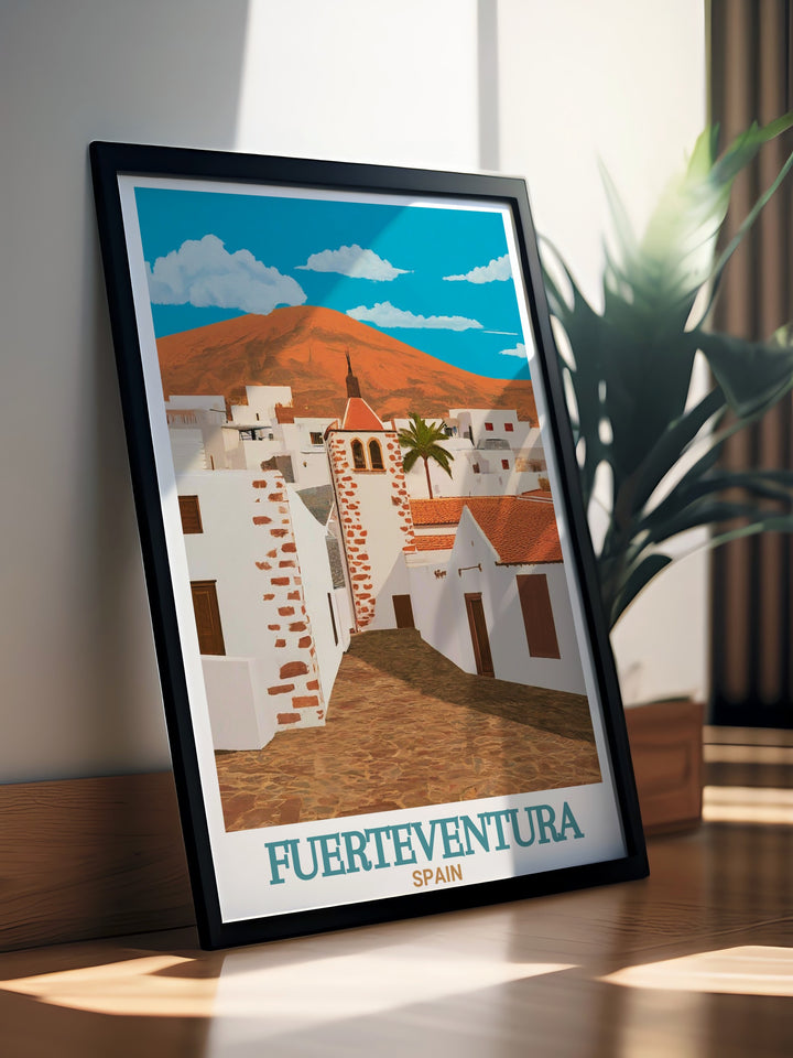 Betancuria art print highlighting the rich history and unique charm of Fuerteventura, Spain. Perfect as a wall art piece for your home or as a travel gift for anyone who loves exploring the Canary Islands and Spanish landscapes.