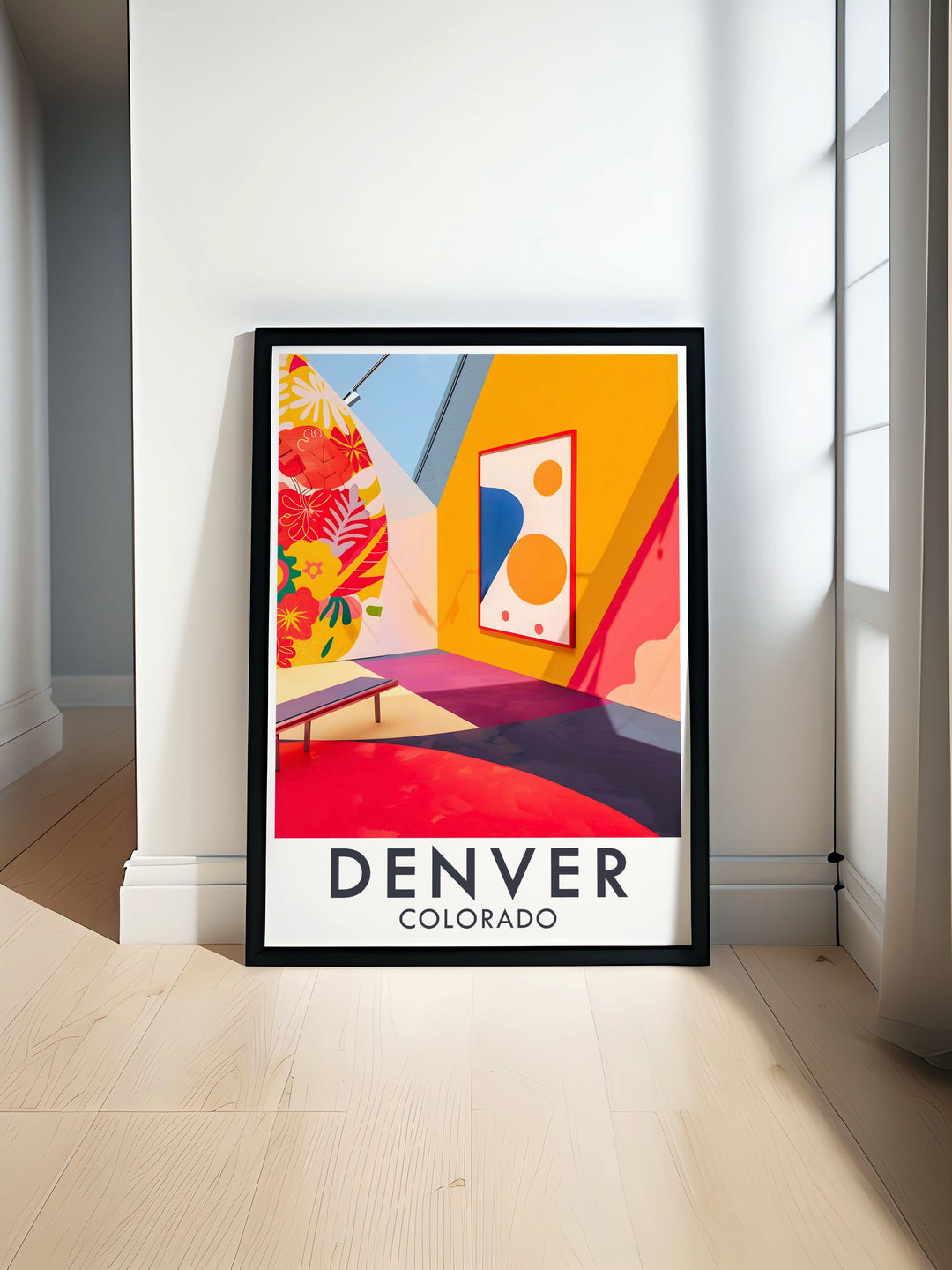 Boulder Colorado comes to life in this travel poster, featuring its lively downtown and breathtaking mountain views, perfect for adding a touch of natural beauty to your decor.