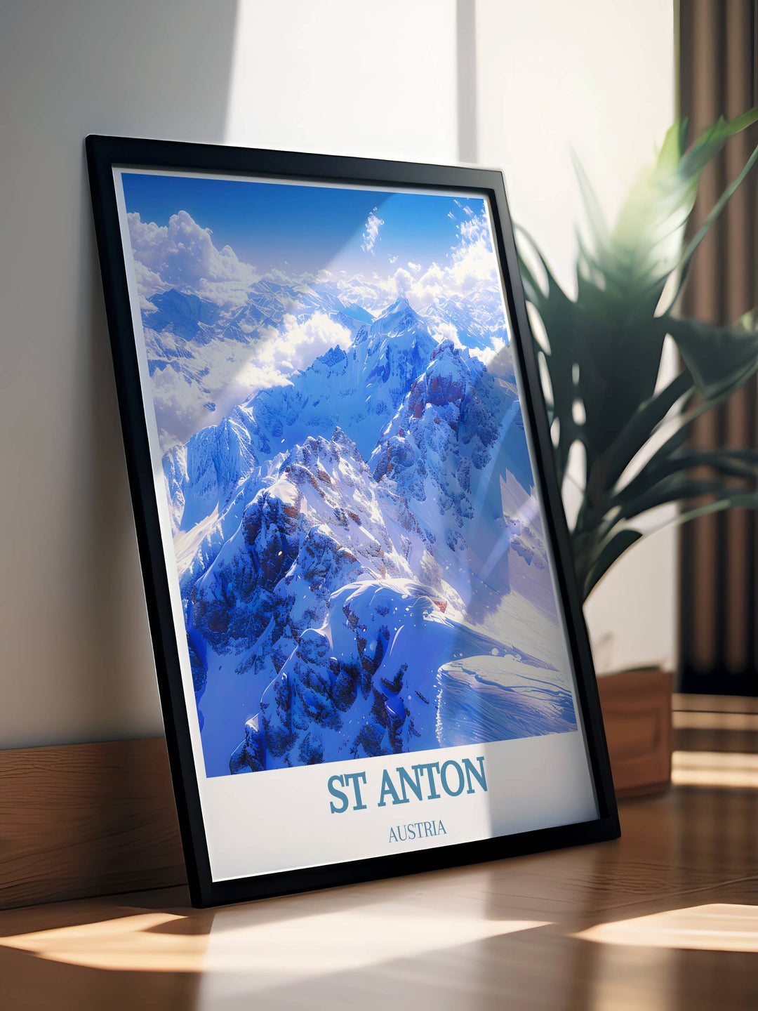 Valluga Mountain Modern Art paired with a retro ski print of St Anton adds sophistication to any room these prints are perfect for creating a gallery wall that showcases your love for skiing Austria and the majestic beauty of the Alps