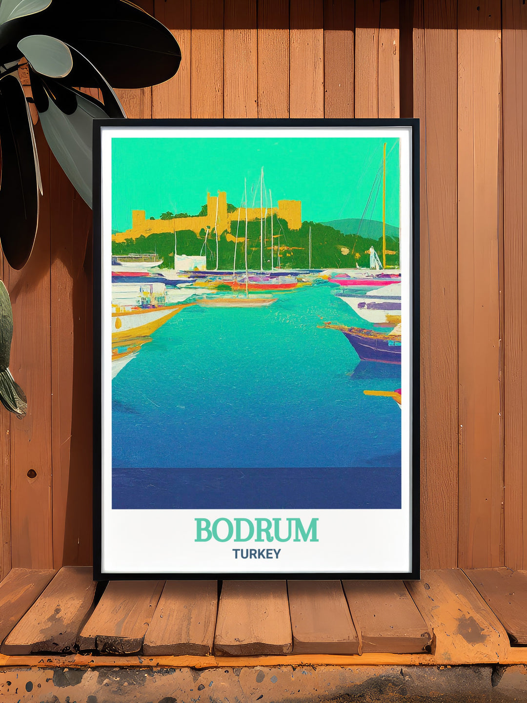 Bodrum travel gift idea featuring Bodrum Marina art print a perfect gift for travelers and art enthusiasts. This Turkey poster adds a touch of Turkish coastal charm to any space making it a thoughtful and stylish decor choice.