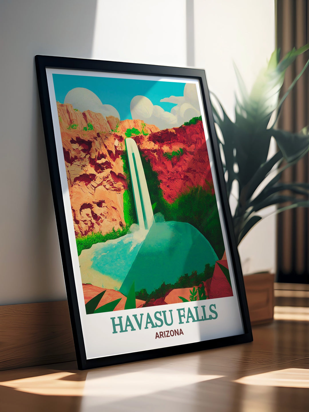 This Arizona wall art features Mooney Falls, highlighting the dramatic drop and lush surroundings of one of the states most breathtaking waterfalls. Perfect for nature lovers and adventure seekers.