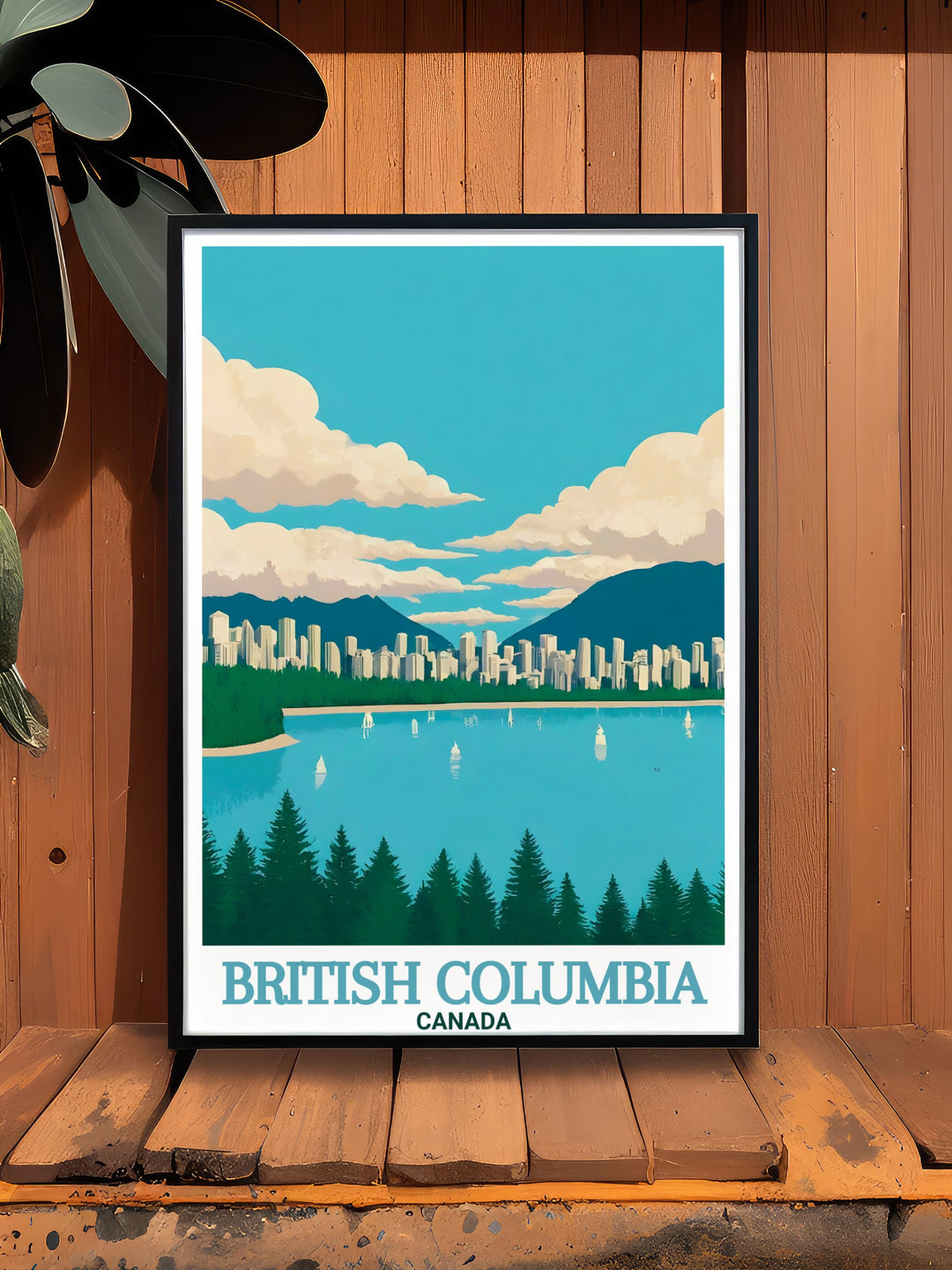 Stanley Park poster print captures the essence of British Columbias stunning landscapes. This canvas art is perfect for those who admire Canadas natural wonders and want to bring a piece of it into their homes.