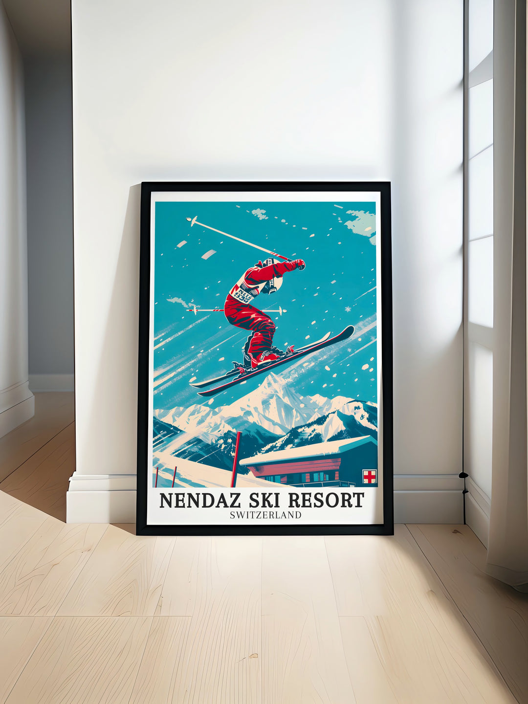 4 Valleys Wall Art. Featuring the beautiful scenes of Nendaz Ski Resort and the Mont Blanc massif, this wall art collection is perfect for enhancing your home decor with the charm of the Swiss Alps. Perfect for any space.