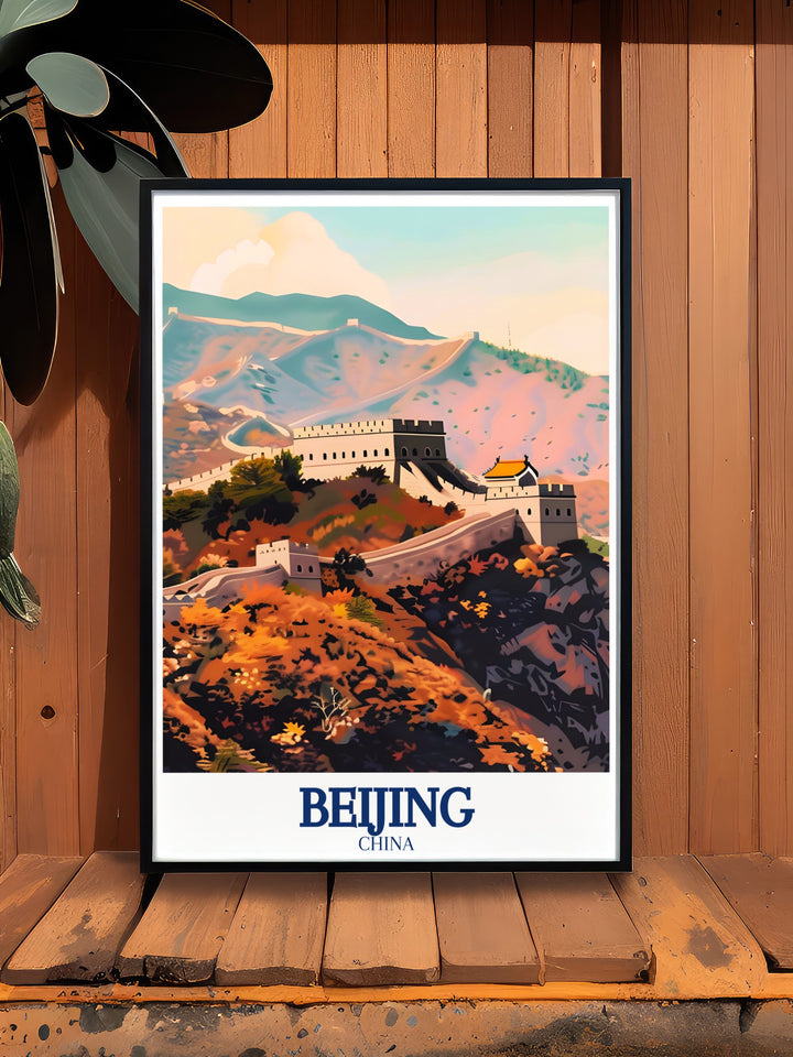 Great Wall of China Home Decor featuring the stunning Jinshanling section of the wall, known for its well preserved watchtowers and scenic views. The detailed illustration offers a glimpse into Chinas ancient past, perfect for history enthusiasts and travelers