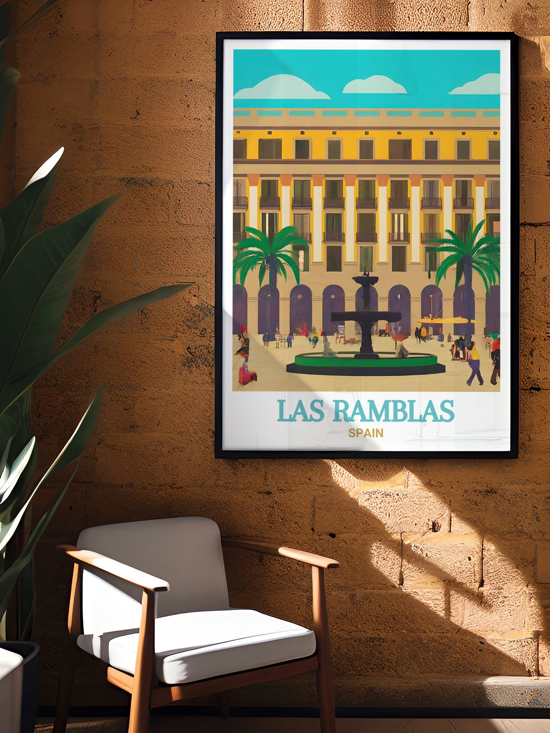 Experience the vibrant life of Barcelona with this art print of Las Ramblas, highlighting the unique charm and bustling energy of Spains cultural hub. A great addition to any travel lovers collection.