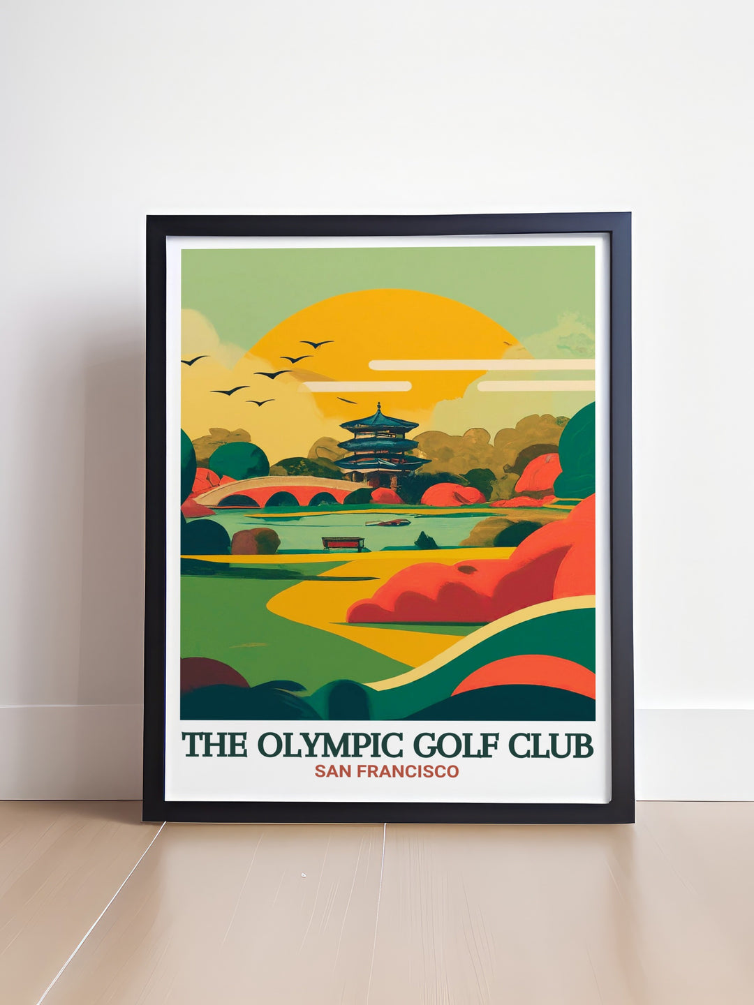 Explore the iconic landscape of the Olympic Golf Club with this elegant wall decor. The print beautifully captures the essence of the course, framed by the majestic trees of Golden Gate Park, offering a stylish addition to any home. Perfect for gifting or personal enjoyment