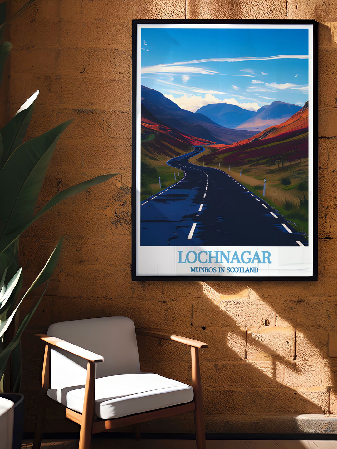 Cairnwell Pass Artwork featuring the stunning beauty of the Scottish Highlands with detailed vintage travel prints of Lochnagar Munro and Beinn Chìochan Munro bringing the majesty of nature into your home or office