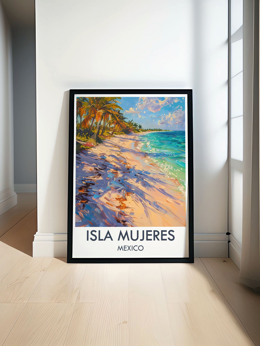 Gallery wall art of Playa Norte, highlighting its pristine sandy shores and vibrant marine life, perfect for creating a peaceful and relaxing atmosphere in your space.