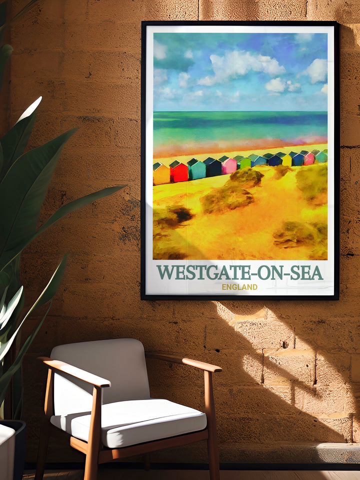 Highlighting the beauty of Westgate on Sea, this Kent wall art features West Bay Beach in all its coastal splendor. The detailed artwork is ideal for those who appreciate serene seaside towns, making it a stunning addition to any home décor.