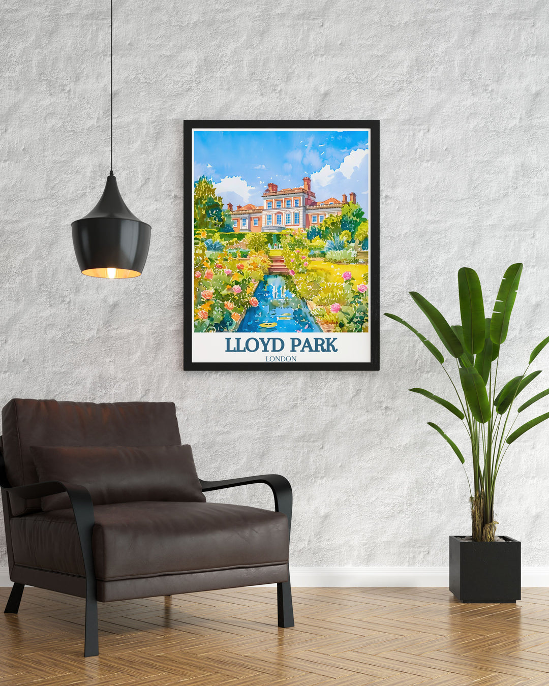 Lloyd Park poster showcasing the stunning rose garden at William Morris gallery in East London. Celebrate Walthamstows artistic heritage with this elegant print. Ideal for London museums or personal home decor. A timeless piece of rose garden artwork for any collection.