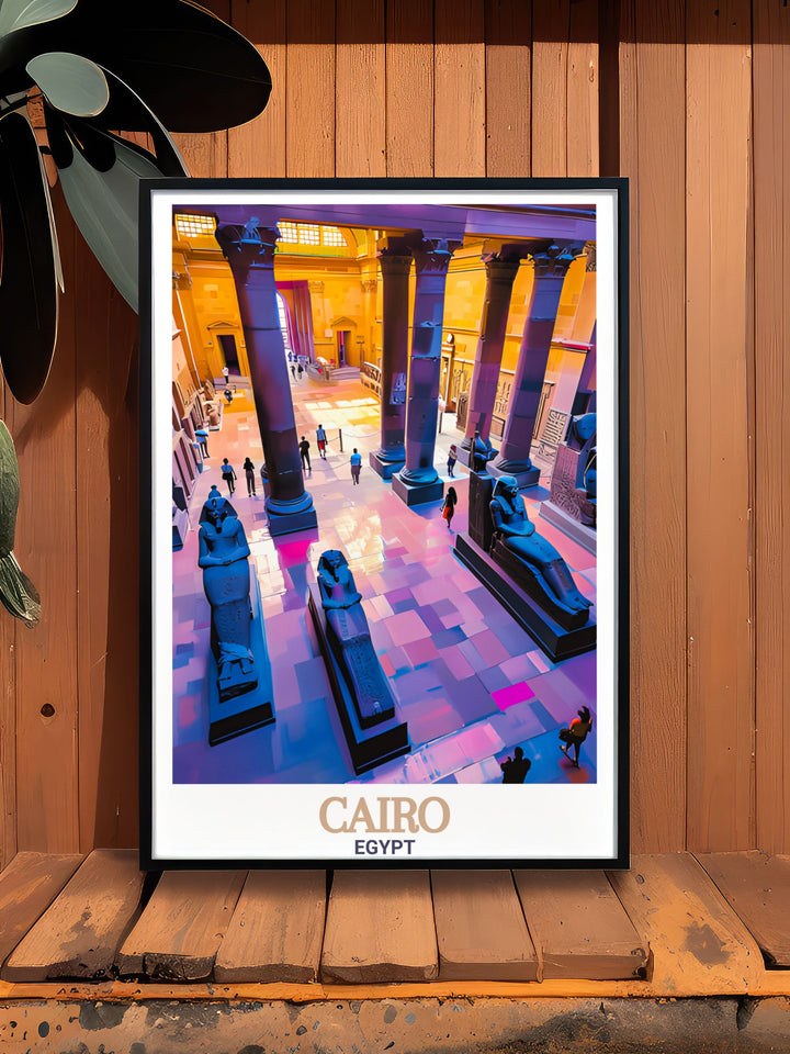 Celebrate the beauty of Cairo with this exquisite Egyptian Museum poster ideal for home decor and personalized gifts capturing the vibrant colors and intricate details of the iconic museum.