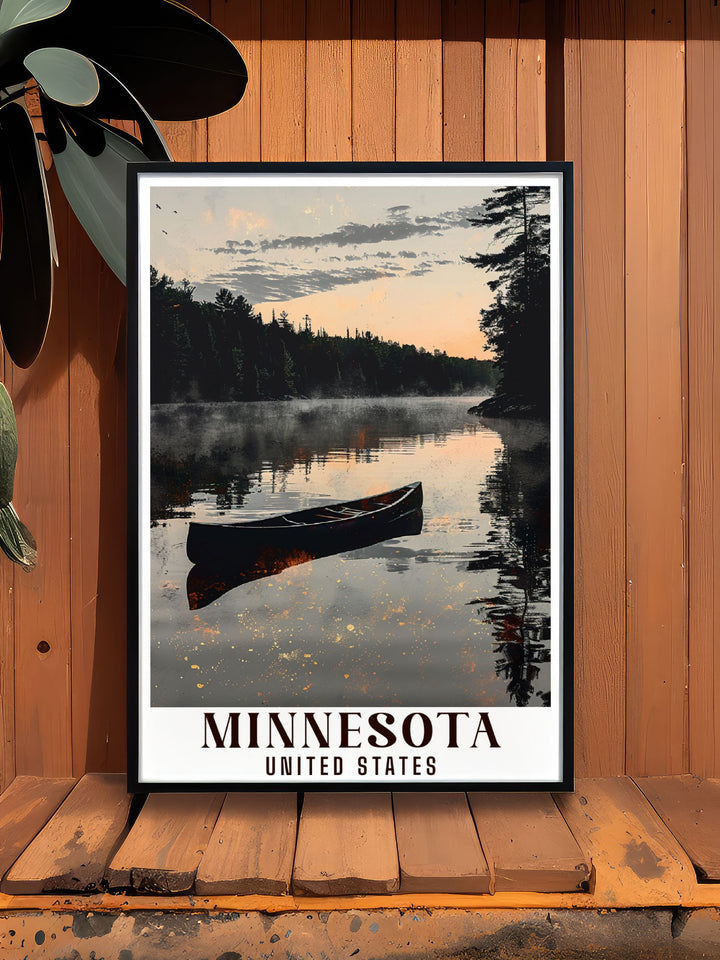 Beautiful Boundary Waters Canoe Area Wilderness Artwork perfect for Minnesota Decor and gifts showcasing the stunning wilderness and serene waters of this iconic Minnesota destination.