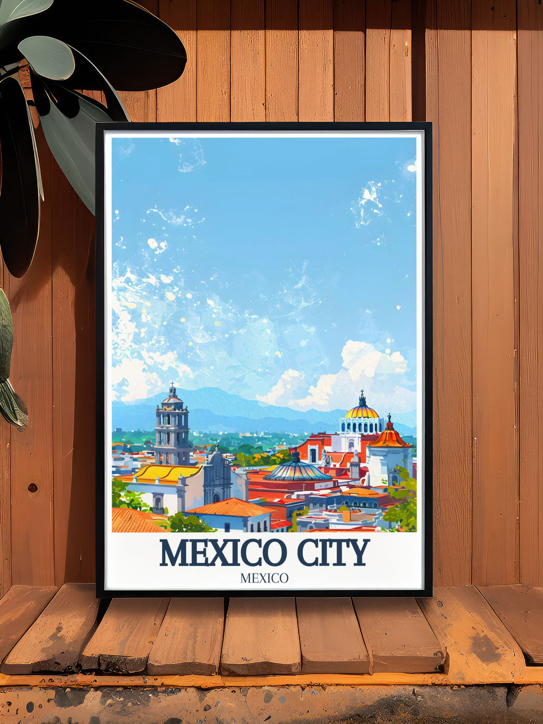 Metropolitan cathedral Zocalo Chapultepec castle travel poster brings the heart of Mexico City to your home. This vibrant artwork captures the lively energy and historical beauty of these famous landmarks perfect for decor and gifts.