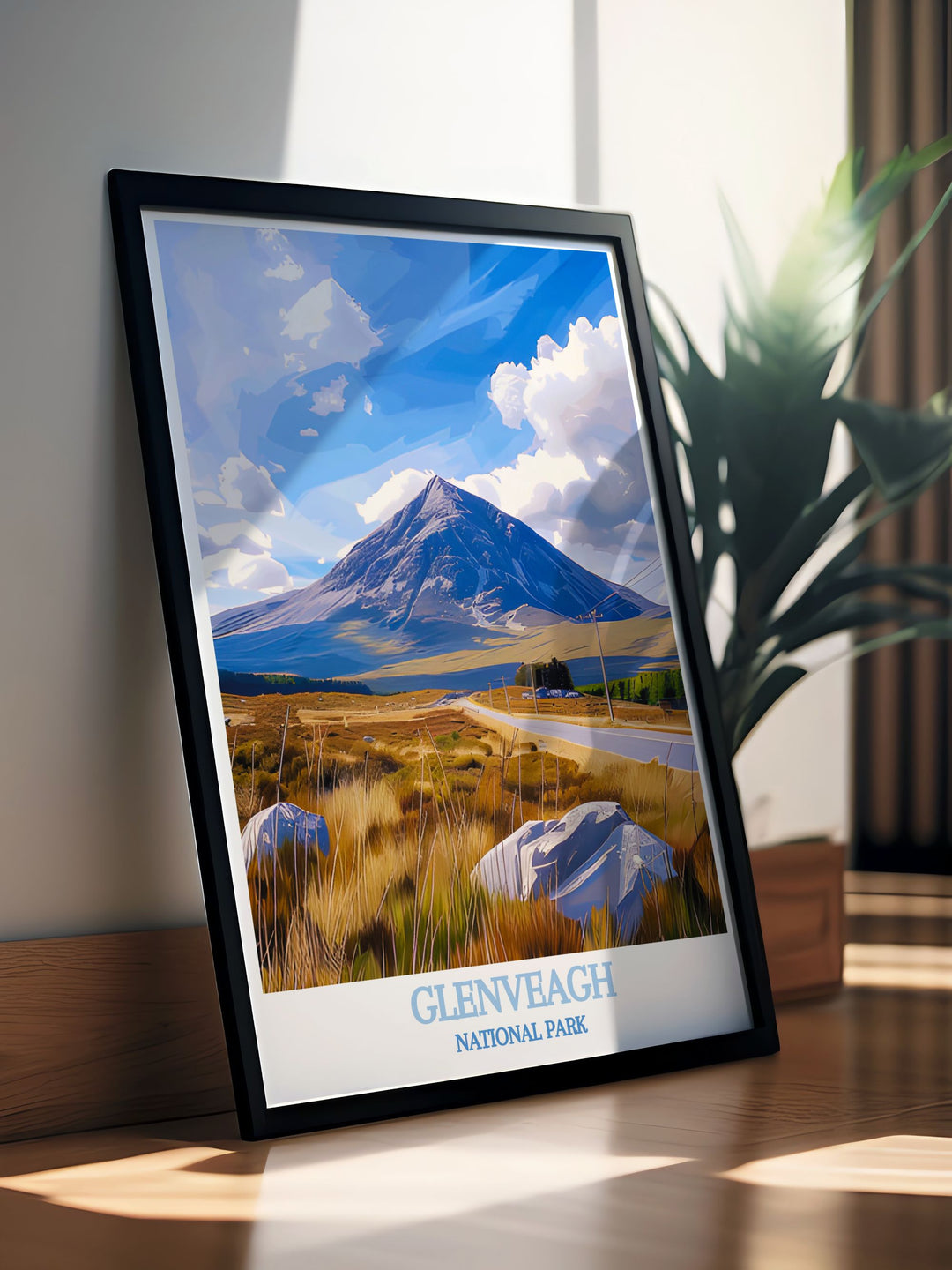 Home decor print featuring Mount Errigal in Glenveagh National Park, showcasing the scenic views and rugged beauty of Ireland, a wonderful addition for any room.