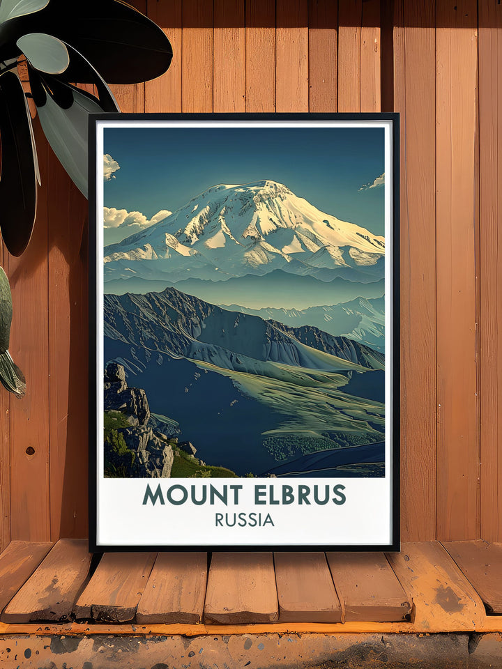 Bucket List Prints featuring Mount Elbrus inspiring dreams of adventure includes Mt Elbrus Summit artwork perfect for any space seeking a touch of wanderlust and sophistication