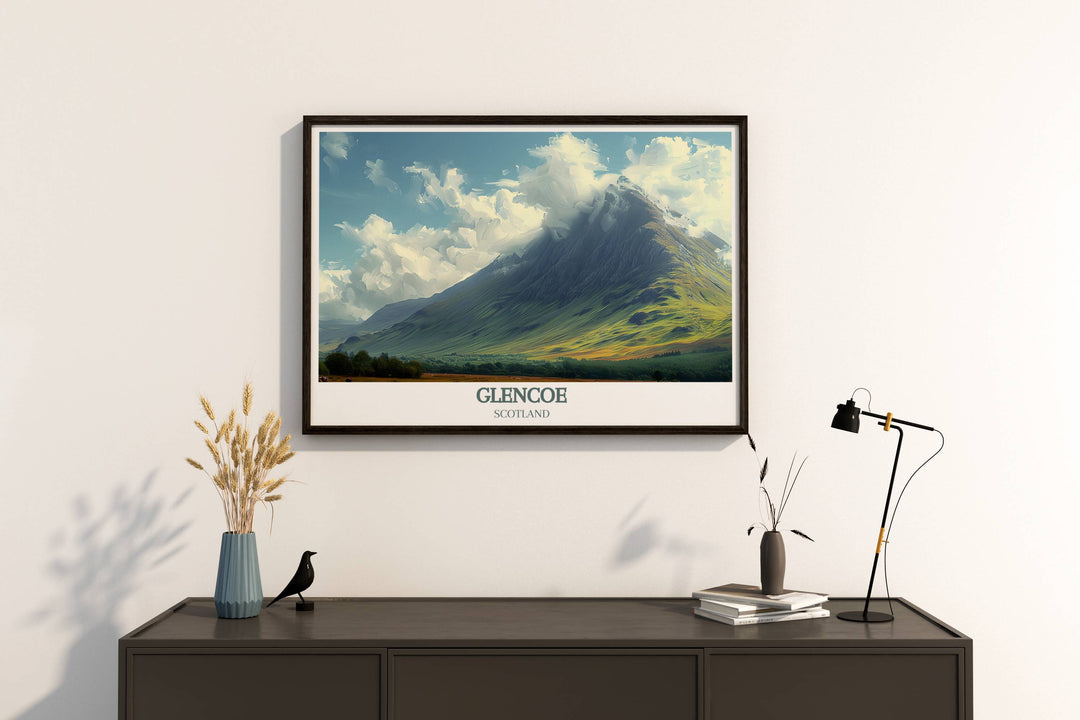 Buachaille Etive Mor Wall Art brings the rugged beauty of Glencoe Scotland into your home a perfect addition to your home living decor timeless travel prints that celebrate the iconic landscapes of Scotland ideal for any room in your house