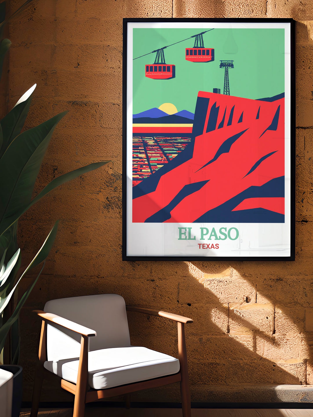 This Wyler Aerial Tramway travel poster brings the grandeur of Texass natural beauty to life. Showcasing the famous tramway in El Paso, this poster is ideal for those who love adventure and outdoor exploration. The artwork makes a wonderful gift or statement piece for any room.