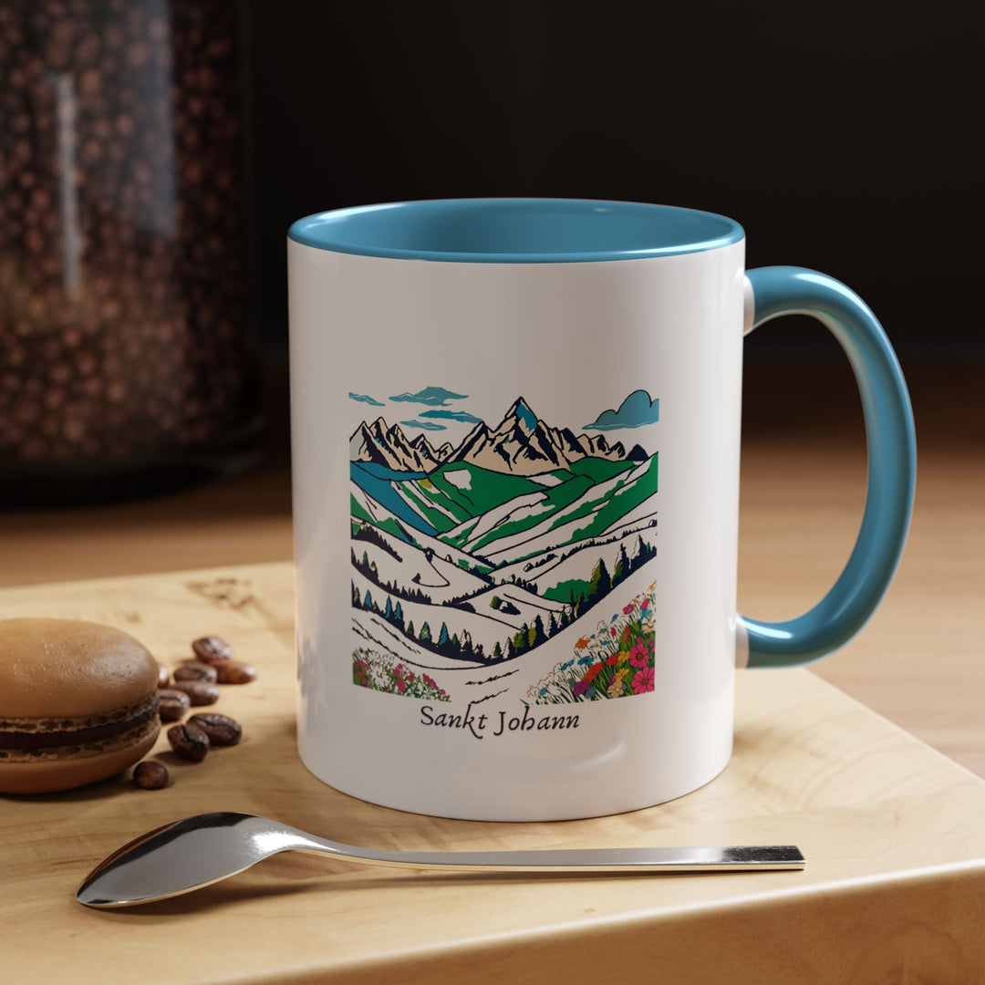 A beautifully designed Sankt Johann, Austria Mug capturing the charm of Sankt Johanns alpine scenery. Perfect for coffee or tea lovers, it features vibrant artwork inspired by the towns culture and history. Durable and dishwasher-safe, this mug is a meaningful gift for travelers and art enthusiasts.